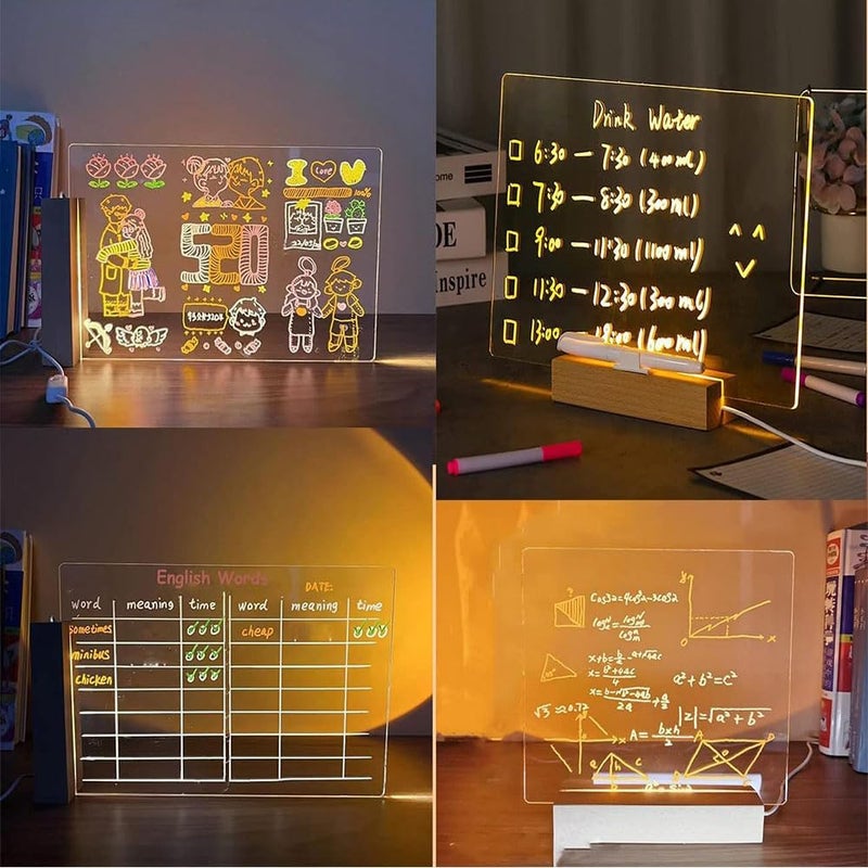 6523341 LED Note Board With Colors - Glowing Acrylic Message Marker, Illuminating Dry Erase With Sturdy Stand, Memo Letter With Interactive Light, White for Idea Generation (5.9*5.9in) - Image 4